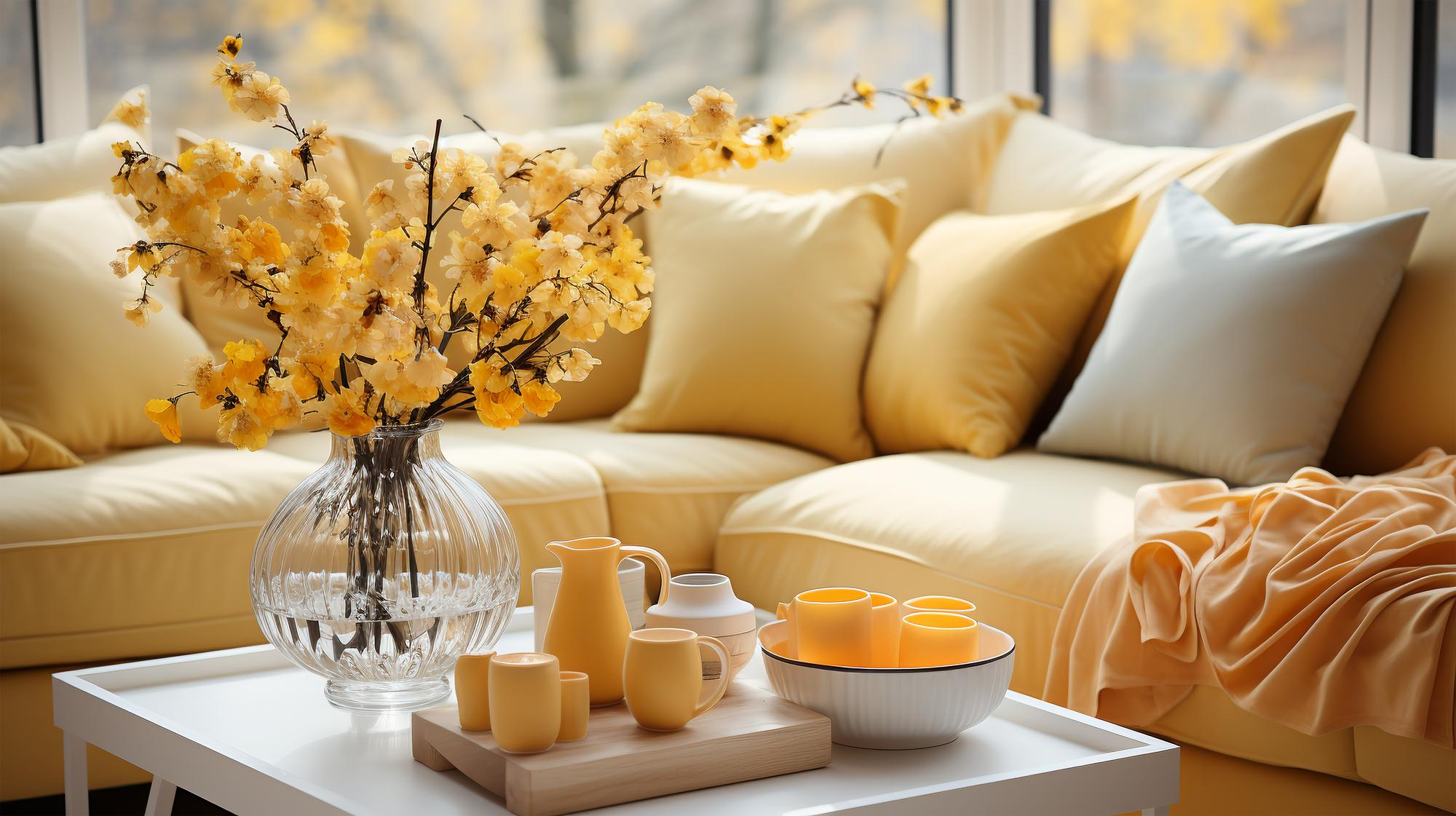 Interior Design Living Room With Sofa Yellow Color Painting Designers Interiors 